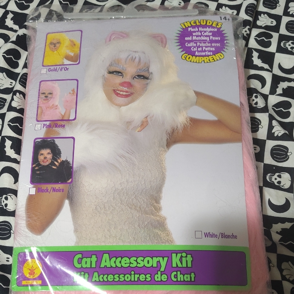 Cat Accessory Kit with White and Pink Ears